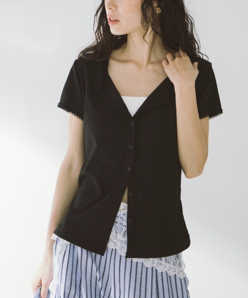 duei（デュイ）の「ピコレースパフスリーブリブトップス（Tシャツ/カットソー・レディース・ブラック/ホワイト/ブラウン・FREE）」の13枚目の写真