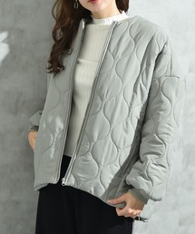 INTERPLANET | ウェーブキルトZIPブルゾン(ノーカラーコート)