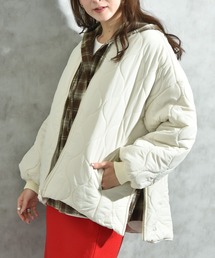 INTERPLANET | ウェーブキルトＺＩＰブルゾン(ノーカラーコート)