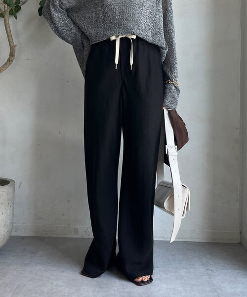 DouDou（ドゥドゥ）の「リネンバイヤスパンツ（その他パンツ・レディース・ブラック/グレー・36/38）」の8枚目の写真