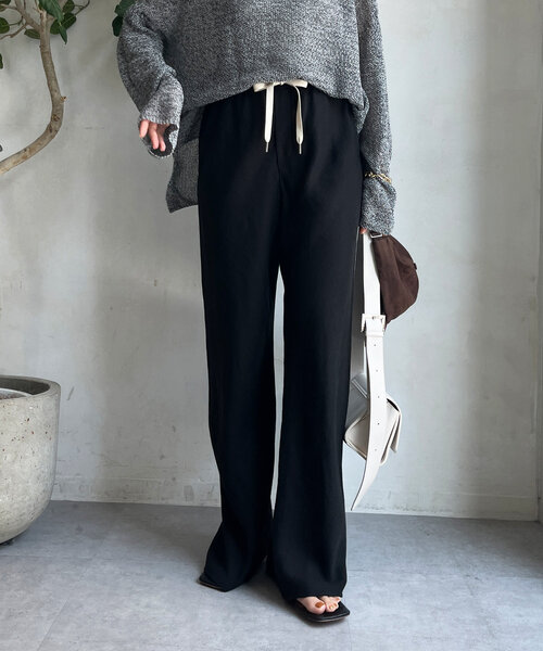 DouDou（ドゥドゥ）の「リネンバイヤスパンツ（その他パンツ・レディース・ブラック/グレー・36/38）」の9枚目の写真