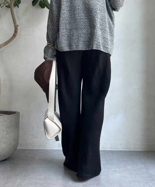 DouDou（ドゥドゥ）の「リネンバイヤスパンツ（その他パンツ・レディース・ブラック/グレー・36/38）」の11枚目の写真