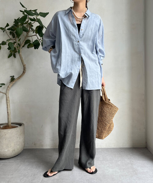 DouDou（ドゥドゥ）の「リネンバイヤスパンツ（その他パンツ・レディース・ブラック/グレー・36/38）」の15枚目の写真