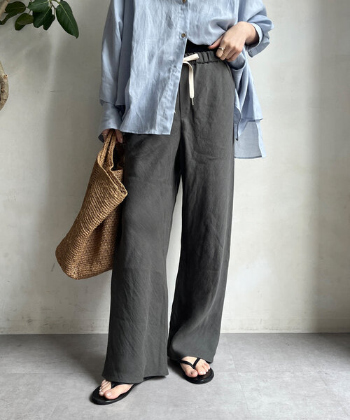 DouDou（ドゥドゥ）の「リネンバイヤスパンツ（その他パンツ・レディース・ブラック/グレー・36/38）」の17枚目の写真