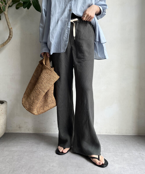 DouDou（ドゥドゥ）の「リネンバイヤスパンツ（その他パンツ・レディース・ブラック/グレー・36/38）」の18枚目の写真