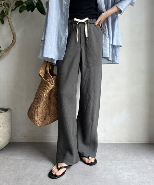 DouDou（ドゥドゥ）の「リネンバイヤスパンツ（その他パンツ・レディース・ブラック/グレー・36/38）」の19枚目の写真