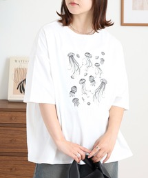 20天竺 ドルマン前刺繍半袖Tシャツ