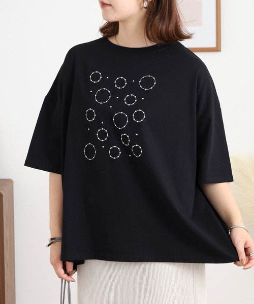 BARNDOOR(バーンドア)の「20天竺 ドルマン前刺繍半袖Tシャツ(Tシャツ/カットソー・レディース・ブラック系1/ブラック系2/ホワイト系1/ホワイト系2・FREE)」の17枚目の写真