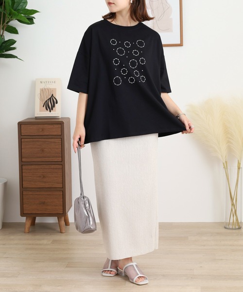 BARNDOOR(バーンドア)の「20天竺 ドルマン前刺繍半袖Tシャツ(Tシャツ/カットソー・レディース・ブラック系1/ブラック系2/ホワイト系1/ホワイト系2・FREE)」の21枚目の写真