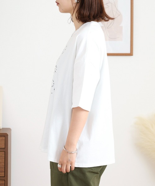 BARNDOOR(バーンドア)の「20天竺 ドルマン前刺繍半袖Tシャツ(Tシャツ/カットソー・レディース・ブラック系1/ブラック系2/ホワイト系1/ホワイト系2・FREE)」の6枚目の写真