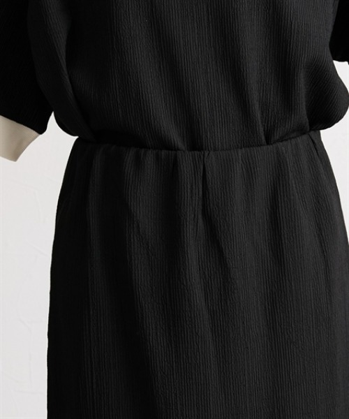 nissen(ニッセン)の「楊柳カットソージャガード上下セットアップ(配色半袖PO+タイトスカート)(セットアップ・レディース・ブラック×ホワイト/ブラック・LL/3L/M/L)」の11枚目の写真