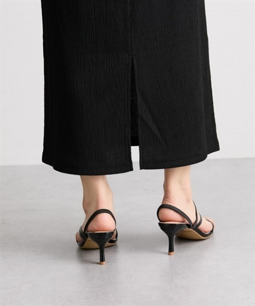 nissen(ニッセン)の「楊柳カットソージャガード上下セットアップ(配色半袖PO+タイトスカート)(セットアップ・レディース・ブラック×ホワイト/ブラック・LL/3L/M/L)」の13枚目の写真