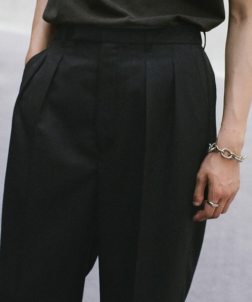 SEMI WIDE STRAIGHT WOOLY SLACKS Msize 新品 SEMI WIDE STRAIGHT WOOLY SLACKS（スラックス）｜WYM LIDNM