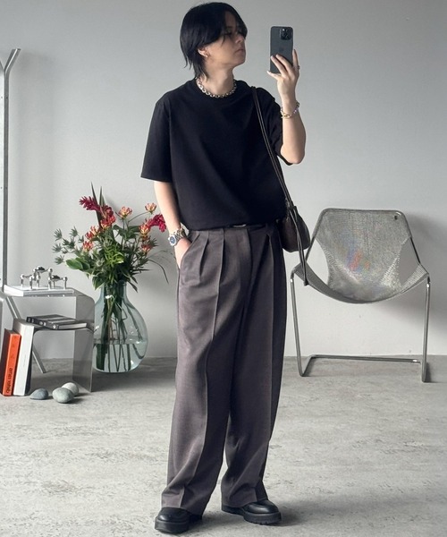 パンツ SEMI WIDE STRAIGHT WOOLY SLACKS SEMI WIDE STRAIGHT WOOLY SLACKS（スラックス）｜WYM LIDNM