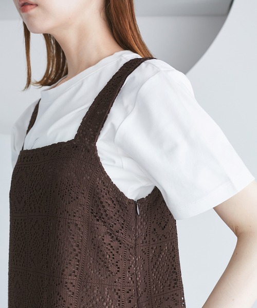 ROPE' PICNIC（ロペピクニック）の「幾何学レースワンピース（ワンピース・レディース・キナリ/ブラウン・38）」の21枚目の写真