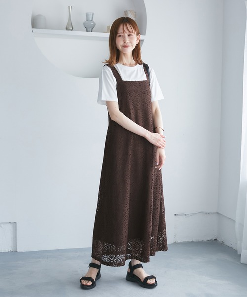 ROPE' PICNIC（ロペピクニック）の「幾何学レースワンピース（ワンピース・レディース・キナリ/ブラウン・38）」の10枚目の写真
