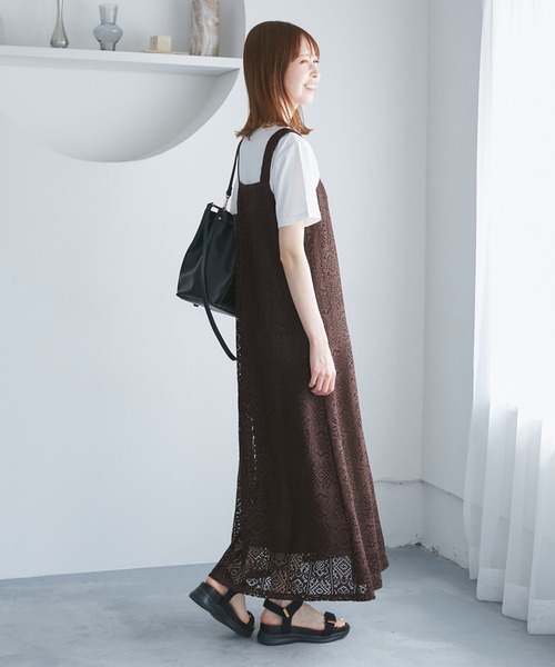 ROPE' PICNIC（ロペピクニック）の「幾何学レースワンピース（ワンピース・レディース・キナリ/ブラウン・38）」の11枚目の写真