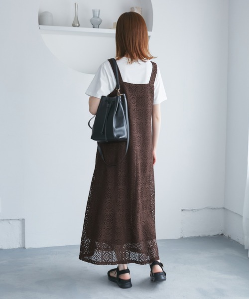 ROPE' PICNIC（ロペピクニック）の「幾何学レースワンピース（ワンピース・レディース・キナリ/ブラウン・38）」の12枚目の写真