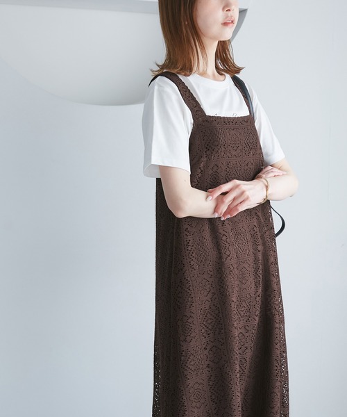 ROPE' PICNIC（ロペピクニック）の「幾何学レースワンピース（ワンピース・レディース・キナリ/ブラウン・38）」の13枚目の写真