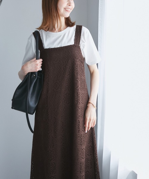 ROPE' PICNIC（ロペピクニック）の「幾何学レースワンピース（ワンピース・レディース・キナリ/ブラウン・38）」の14枚目の写真
