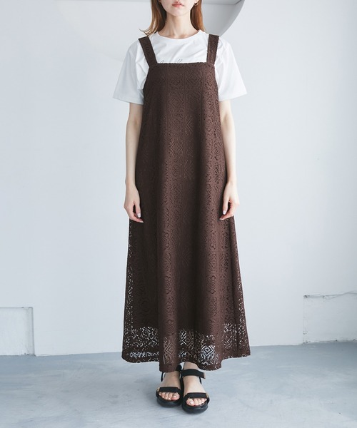 ROPE' PICNIC（ロペピクニック）の「幾何学レースワンピース（ワンピース・レディース・キナリ/ブラウン・38）」の16枚目の写真