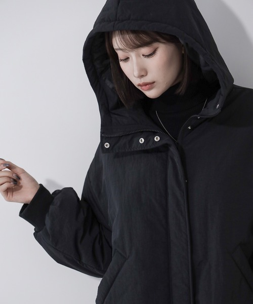 me+em select(ミームセレクト)の「※※【 裾絞り可能2WAY 】フード付きパファーエコダウンモンスターコート / 2WAY Hooded puffer eco down monster coat(ダウンジャケット/コート・レディース・アイボリー/ブラック・FREE)」の20枚目の写真