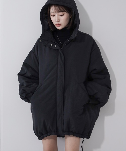 me+em select(ミームセレクト)の「※※【 裾絞り可能2WAY 】フード付きパファーエコダウンモンスターコート / 2WAY Hooded puffer eco down monster coat(ダウンジャケット/コート・レディース・アイボリー/ブラック・FREE)」の19枚目の写真