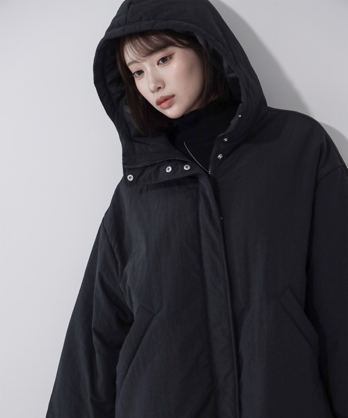 me+em select(ミームセレクト)の「※※【 裾絞り可能2WAY 】フード付きパファーエコダウンモンスターコート / 2WAY Hooded puffer eco down monster coat(ダウンジャケット/コート・レディース・アイボリー/ブラック・FREE)」の21枚目の写真