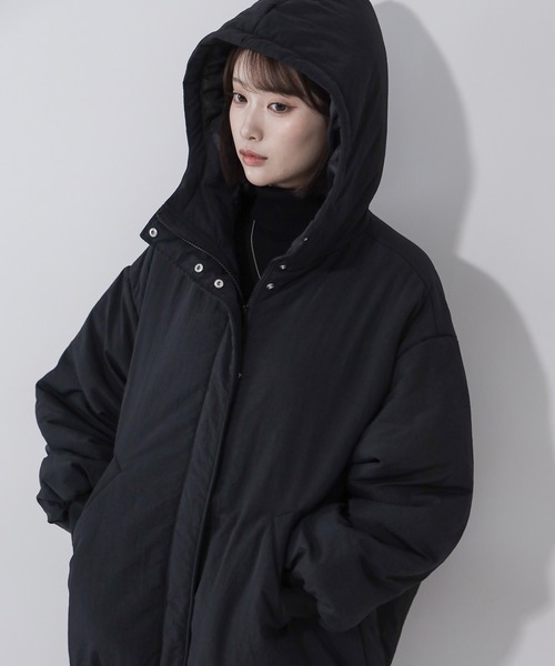 me+em select(ミームセレクト)の「※※【 裾絞り可能2WAY 】フード付きパファーエコダウンモンスターコート / 2WAY Hooded puffer eco down monster coat(ダウンジャケット/コート・レディース・アイボリー/ブラック・FREE)」の22枚目の写真