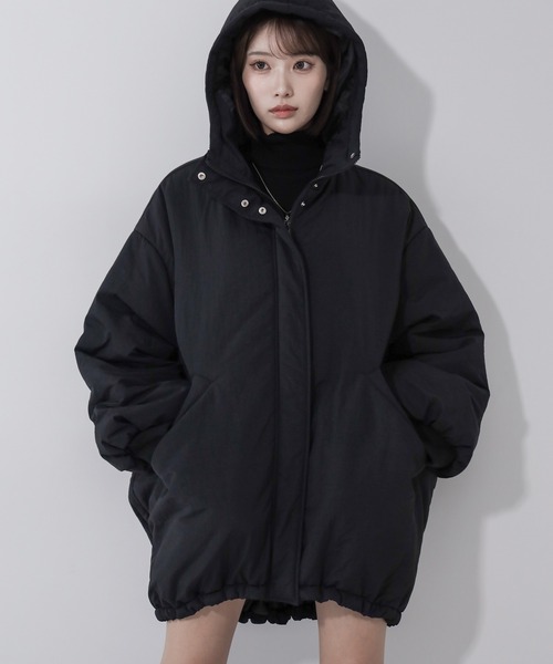 me+em select(ミームセレクト)の「※※【 裾絞り可能2WAY 】フード付きパファーエコダウンモンスターコート / 2WAY Hooded puffer eco down monster coat(ダウンジャケット/コート・レディース・アイボリー/ブラック・FREE)」の18枚目の写真