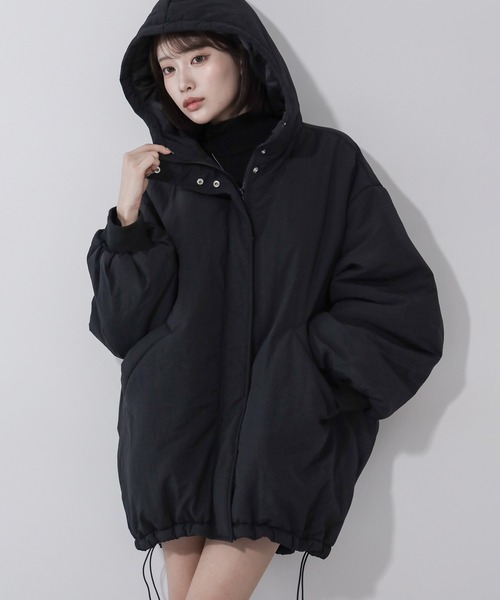 me+em select(ミームセレクト)の「※※【 裾絞り可能2WAY 】フード付きパファーエコダウンモンスターコート / 2WAY Hooded puffer eco down monster coat(ダウンジャケット/コート・レディース・アイボリー/ブラック・FREE)」の17枚目の写真
