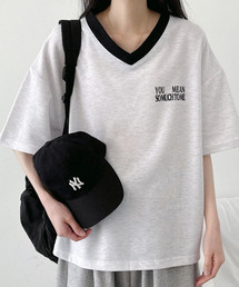 VIVID LADY（ビビッドレディー）の「配色Vネック 半袖Tシャツ（Tシャツ/カットソー）」