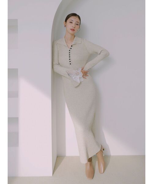 LAGUNAMOON（ラグナムーン）の「レーススリーブネップリブニット