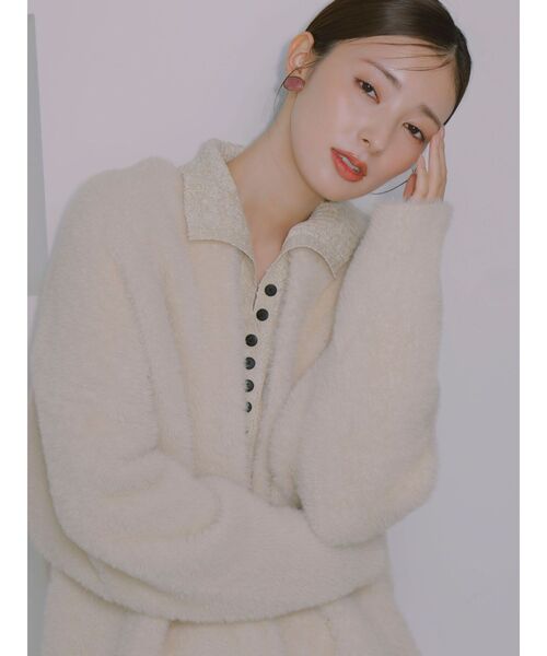 LAGUNAMOON（ラグナムーン）の「レーススリーブネップリブニットワンピース（ワンピース・レディース・ブラック/ベージュ/その他1/チャコールグレー・SMALL/MEDIUM）」の7枚目の写真