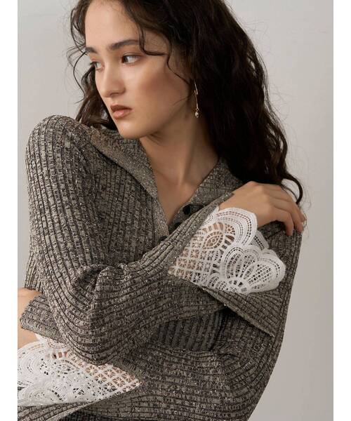 LAGUNAMOON（ラグナムーン）の「レーススリーブネップリブニット