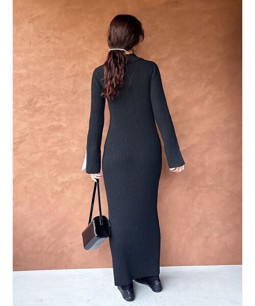 ラグナムーン　レーススリーブネップリブニットワンピース レーススリーブネップリブニットワンピース 秋服（ワンピース