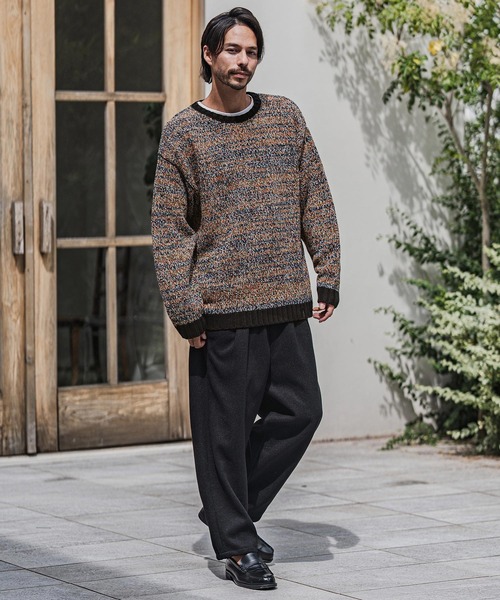 CAMBIO(カンビオ)の「mn3154-Mix Yarn Crew Neck Knit Pullover クルーネックニット(ニット/セーター・メンズ・ネイビー/オレンジ・M/L)」の12枚目の写真