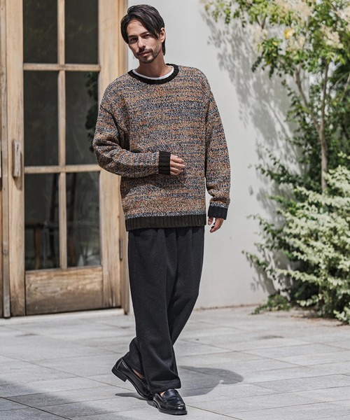 CAMBIO(カンビオ)の「mn3154-Mix Yarn Crew Neck Knit Pullover クルーネックニット(ニット/セーター・メンズ・ネイビー/オレンジ・M/L)」の13枚目の写真