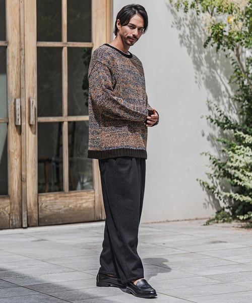 CAMBIO(カンビオ)の「mn3154-Mix Yarn Crew Neck Knit Pullover クルーネックニット(ニット/セーター・メンズ・ネイビー/オレンジ・M/L)」の14枚目の写真