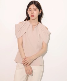 【美品】Rirandture◆2WAYシャーリングブラウス/黄緑 リランドチュール Rirandture 2WAYシャーリングブラウス （黄緑