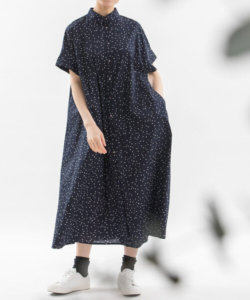 セール】Cornetローン四角ドットプリントワンピース（ワンピース