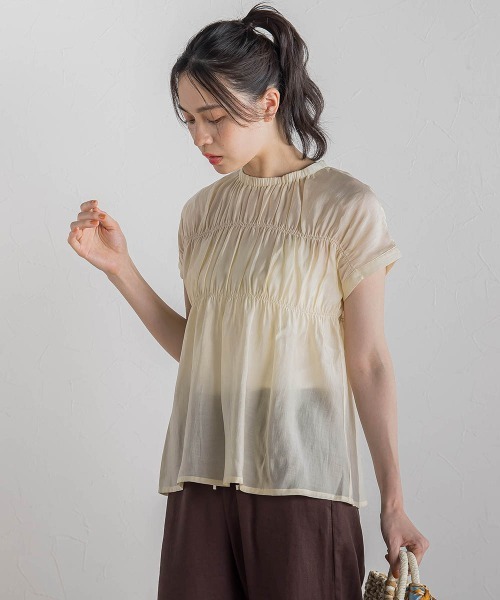 【WEB限定】シルキーシャーリングブラウス≪手洗い可能≫ WEB限定】シルキーシャーリングブラウス≪手洗い可能≫（シャツ