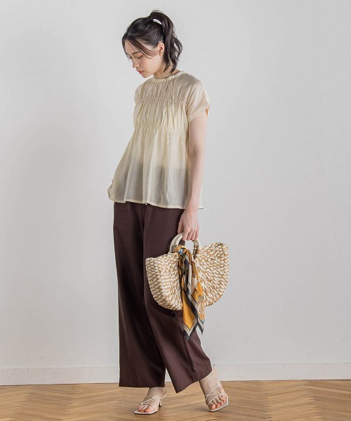 Droite lautreamont(ドロワットロートレアモン)の「【WEB限定】シルキーシャーリングブラウス≪手洗い可能≫(シャツ/ブラウス・レディース・オフホワイト/ブラウン/ブラック・M)」の9枚目の写真