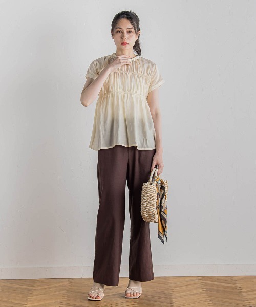 Droite lautreamont(ドロワットロートレアモン)の「【WEB限定】シルキーシャーリングブラウス≪手洗い可能≫(シャツ/ブラウス・レディース・オフホワイト/ブラウン/ブラック・M)」の10枚目の写真