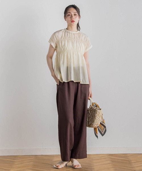 Droite lautreamont(ドロワットロートレアモン)の「【WEB限定】シルキーシャーリングブラウス≪手洗い可能≫(シャツ/ブラウス・レディース・オフホワイト/ブラウン/ブラック・M)」の11枚目の写真