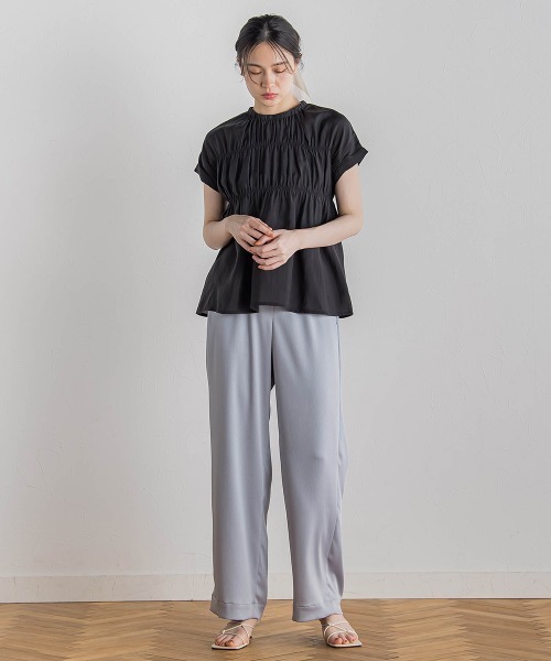 Droite lautreamont(ドロワットロートレアモン)の「【WEB限定】シルキーシャーリングブラウス≪手洗い可能≫(シャツ/ブラウス・レディース・オフホワイト/ブラウン/ブラック・M)」の21枚目の写真