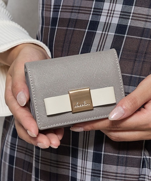 dazzlin（ダズリン）の「【dazzlin/ダズリン】バレッタリボン　三つ折りミニ財布（財布・レディース・ブラック/グレー/ダークブラウン/ブラック×ホワイト/ミント/ベージュ/ピンク・FREE）」の3枚目の写真