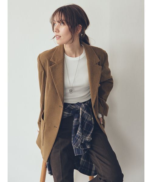 セットアップ対応】コーデュロイパッチポケットシングルジャケット