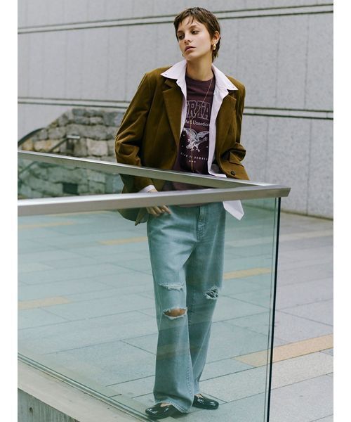 【新品】MilaOwen コーデュロイパッチポケットシングルジャケット オリーブ セール】【セットアップ対応】コーデュロイパッチポケットシングル