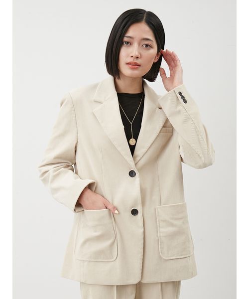 セットアップ対応】コーデュロイパッチポケットシングルジャケット